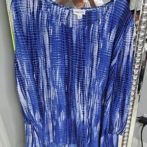 Chic Blue Patterned Blouse by Chloe Renee